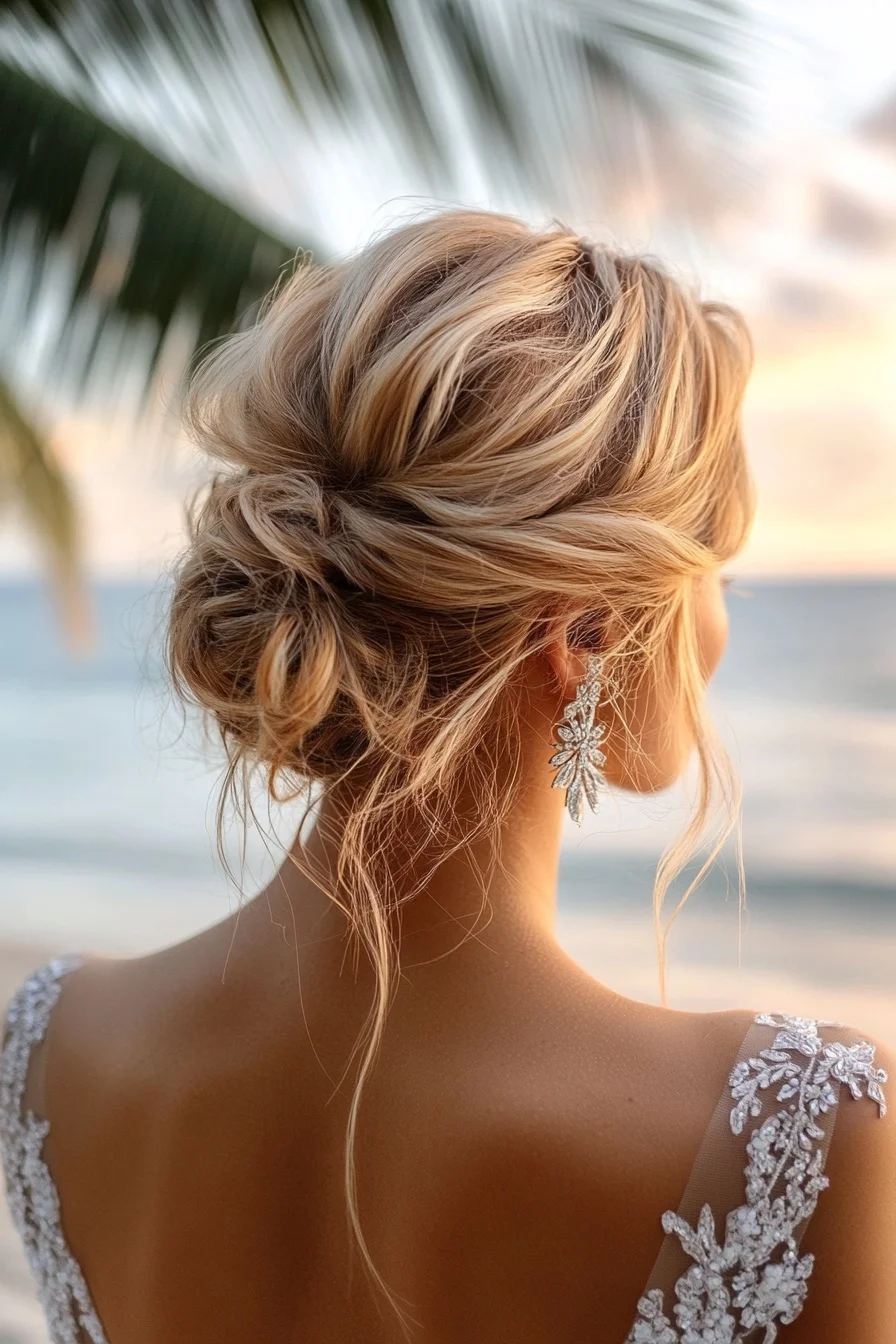 3. Romantic Textured Low Updo