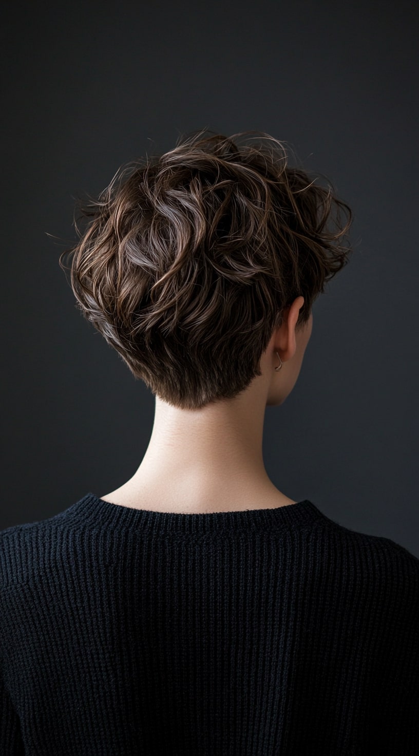 3. Textured Brown Pixie with Silver Highlights