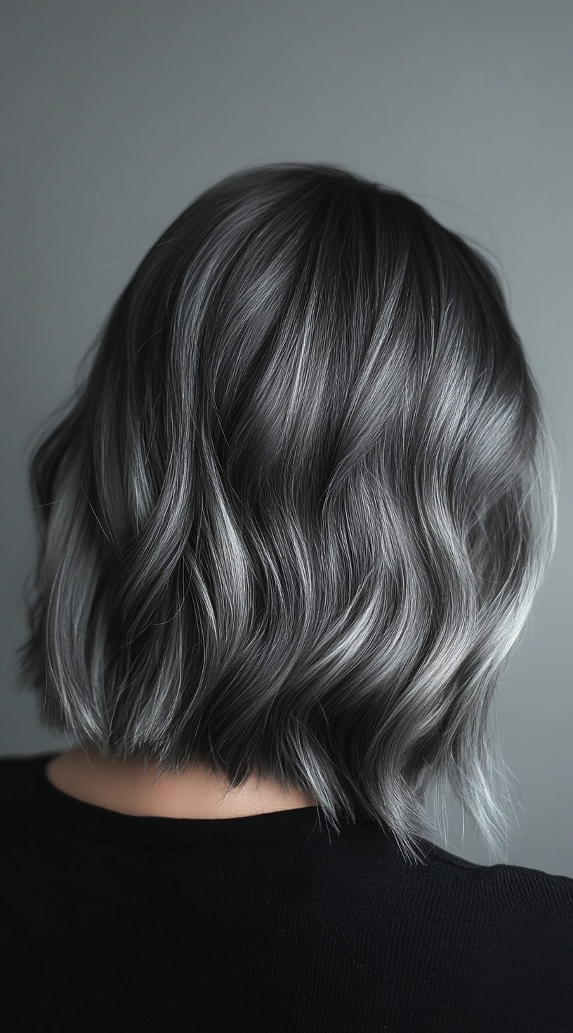 5. Layered Brown Hair with Silver Accents