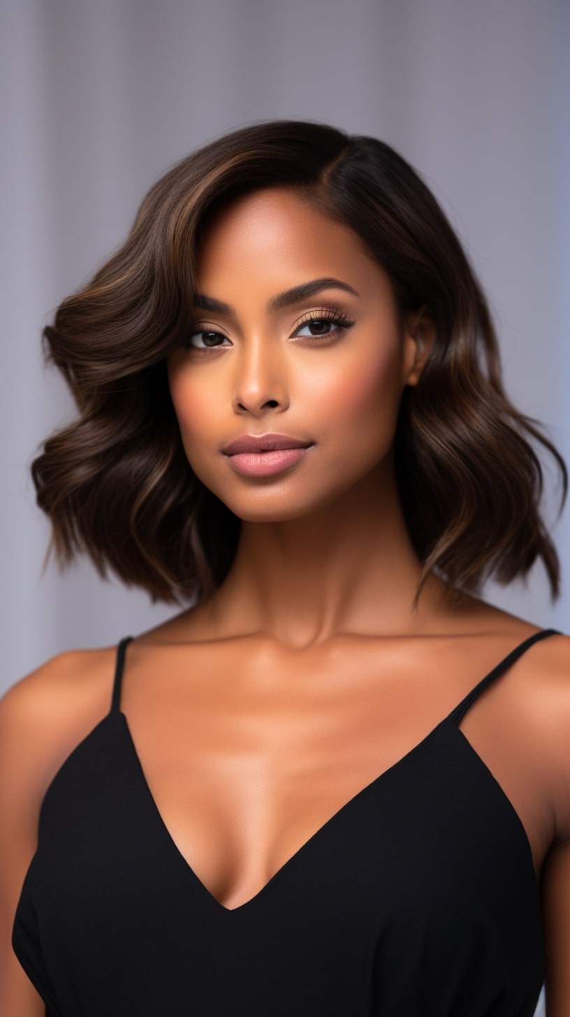 5. Shoulder-Length Lob with Side Part