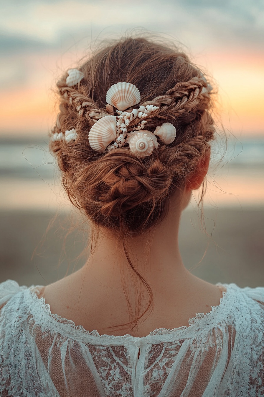 12. Seashell-Embellished Braided Updo