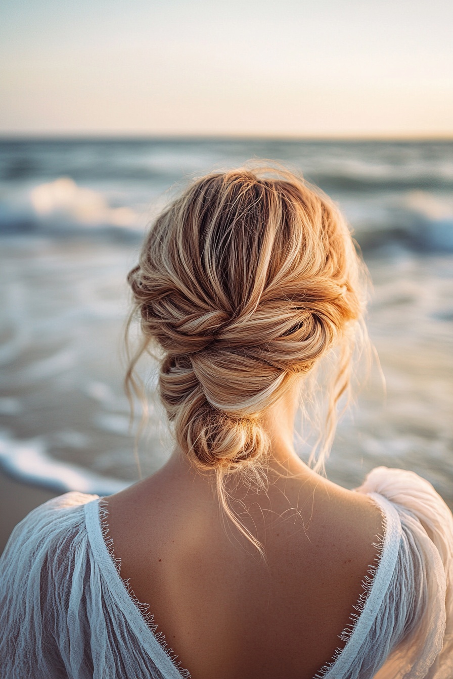 15. Romantic Sunset Low Bun