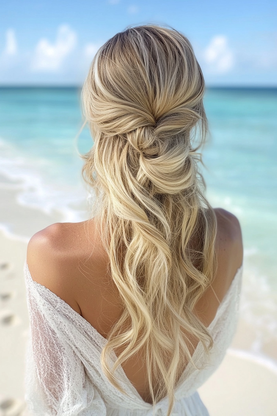 21. Soft Half-Up Beach Waves