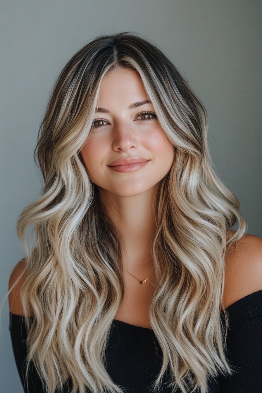 Ash Blonde Balayage on Loose Waves