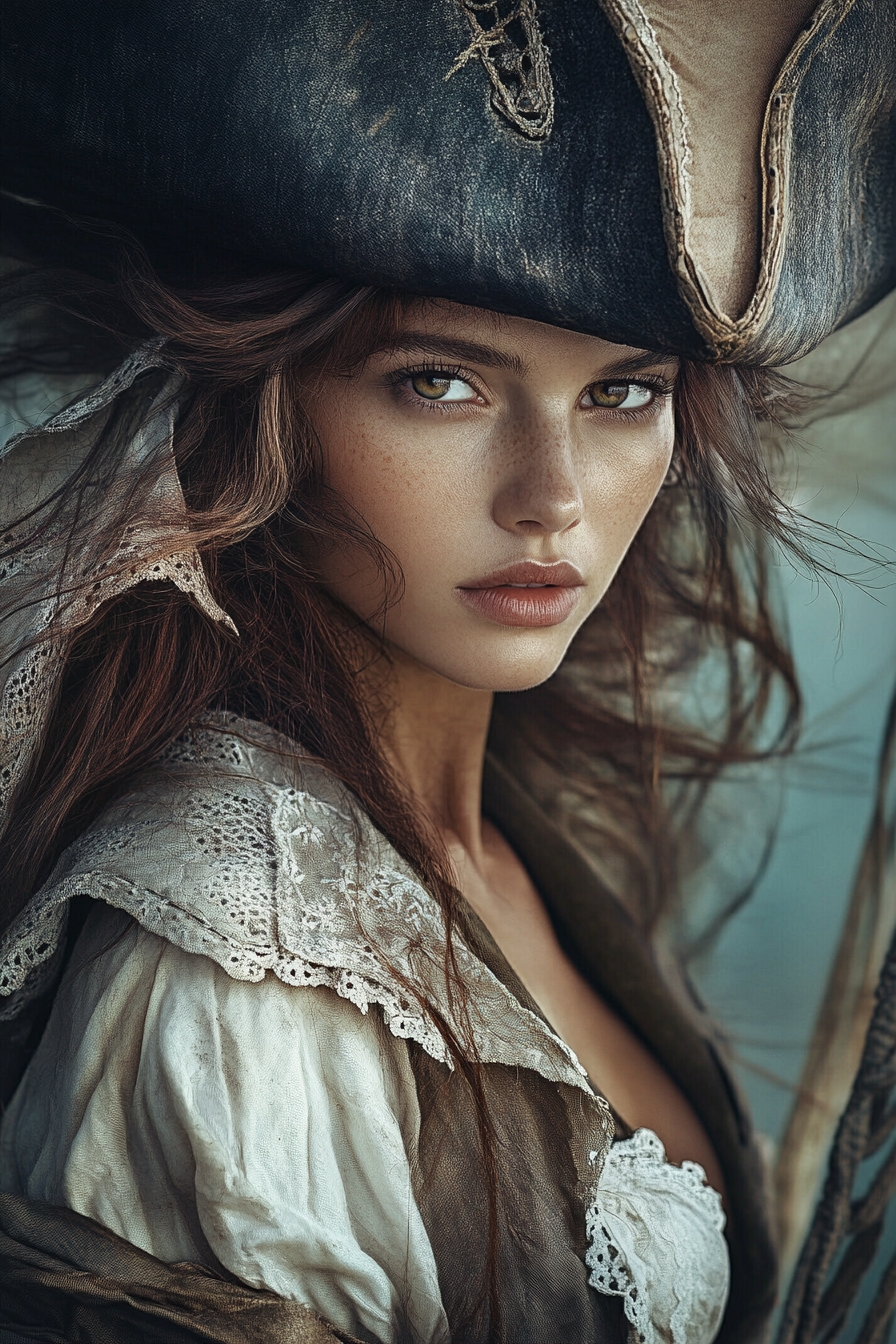 Bandana and Pirate Hat with Loose Waves Ending in Twists