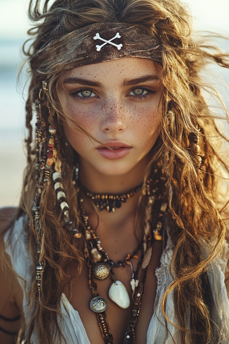 Beachy Waves with Beaded Braids and Headband
