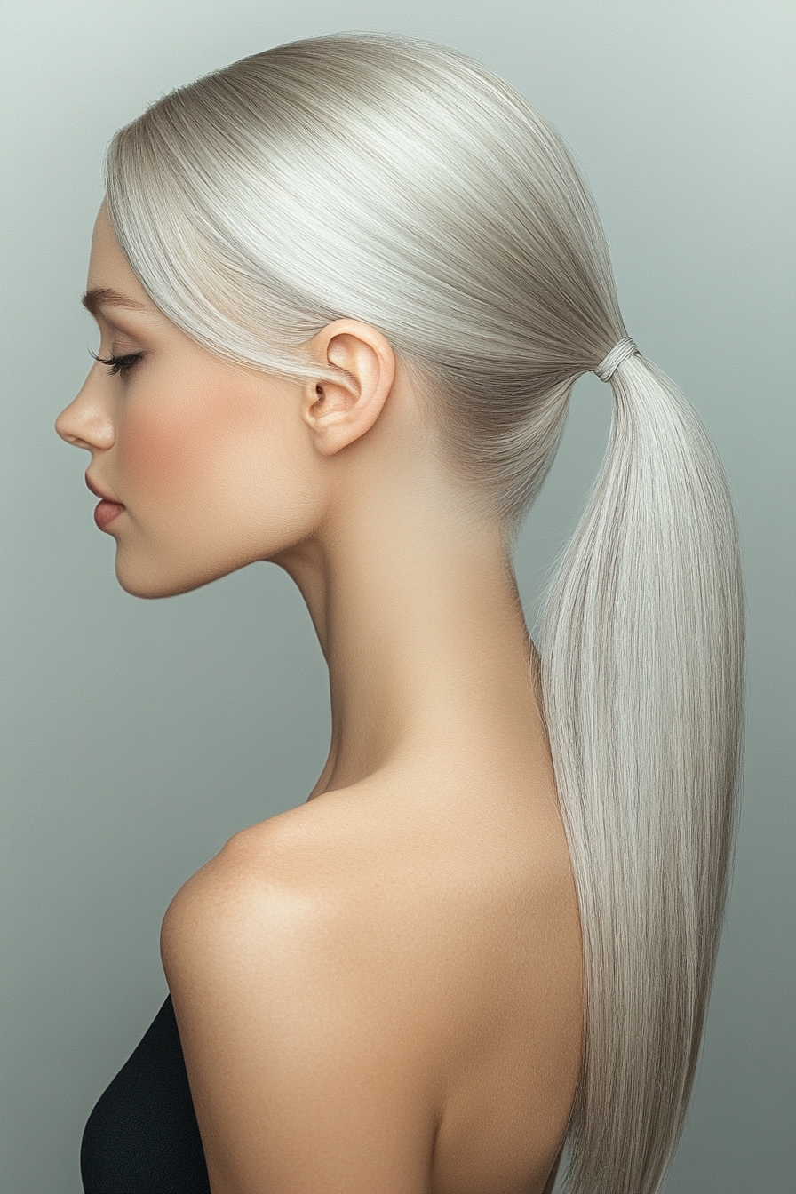 Blonde Short and Wrapped Sleek Ponytail