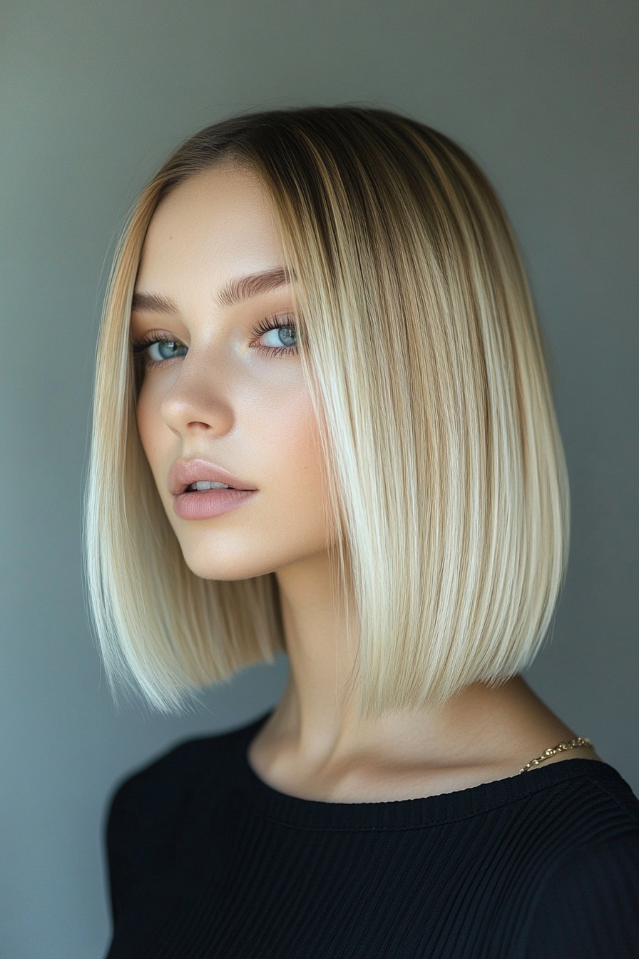 Blunt Bob with Blonde Balayage Tips