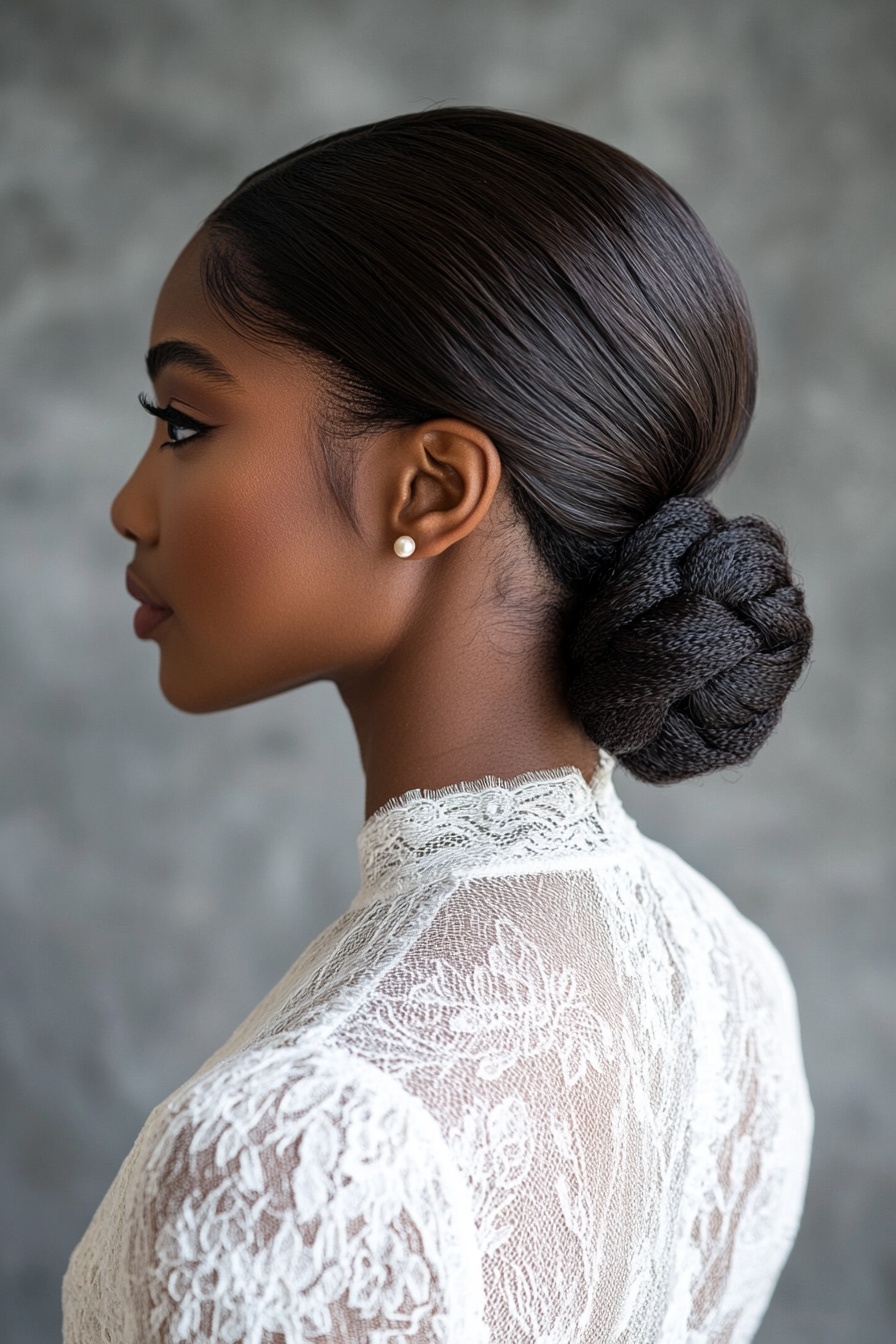 Braided Low Bun with Twists