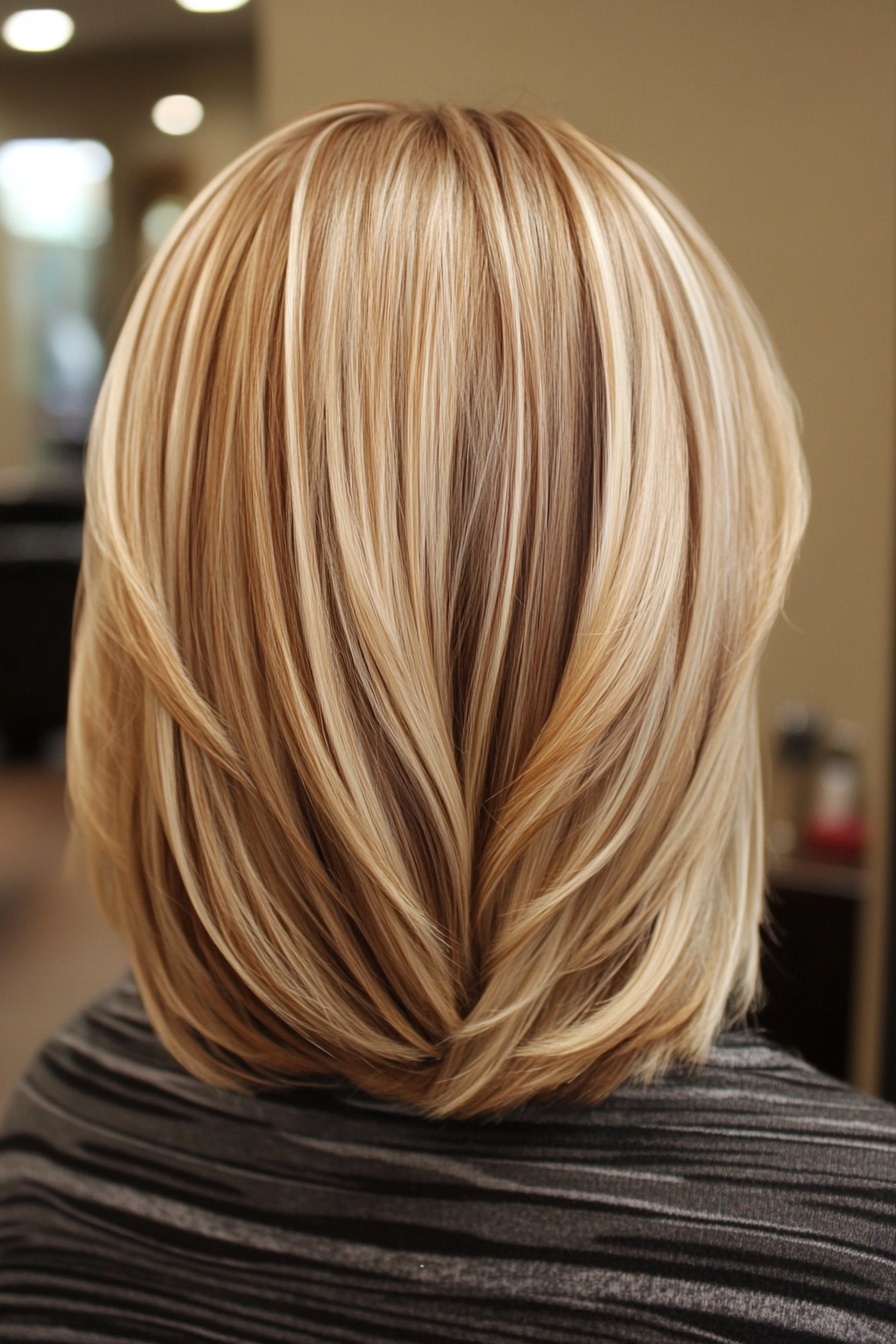 Caramel Blonde Highlights Bob