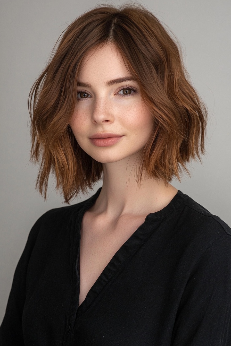 Choppy Textured Bob with Middle Part