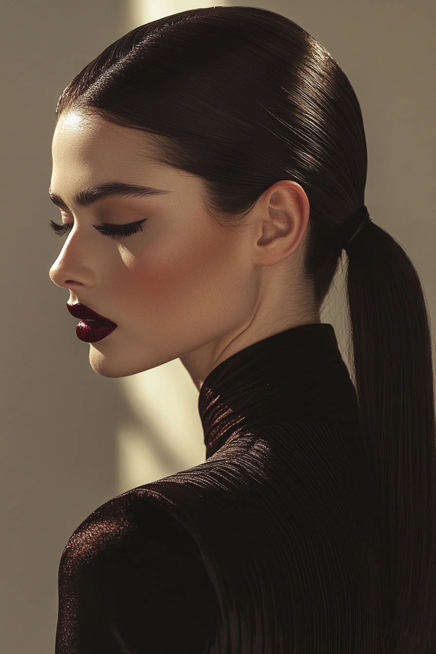 Classy Sleek Low Ponytail with Middle Part