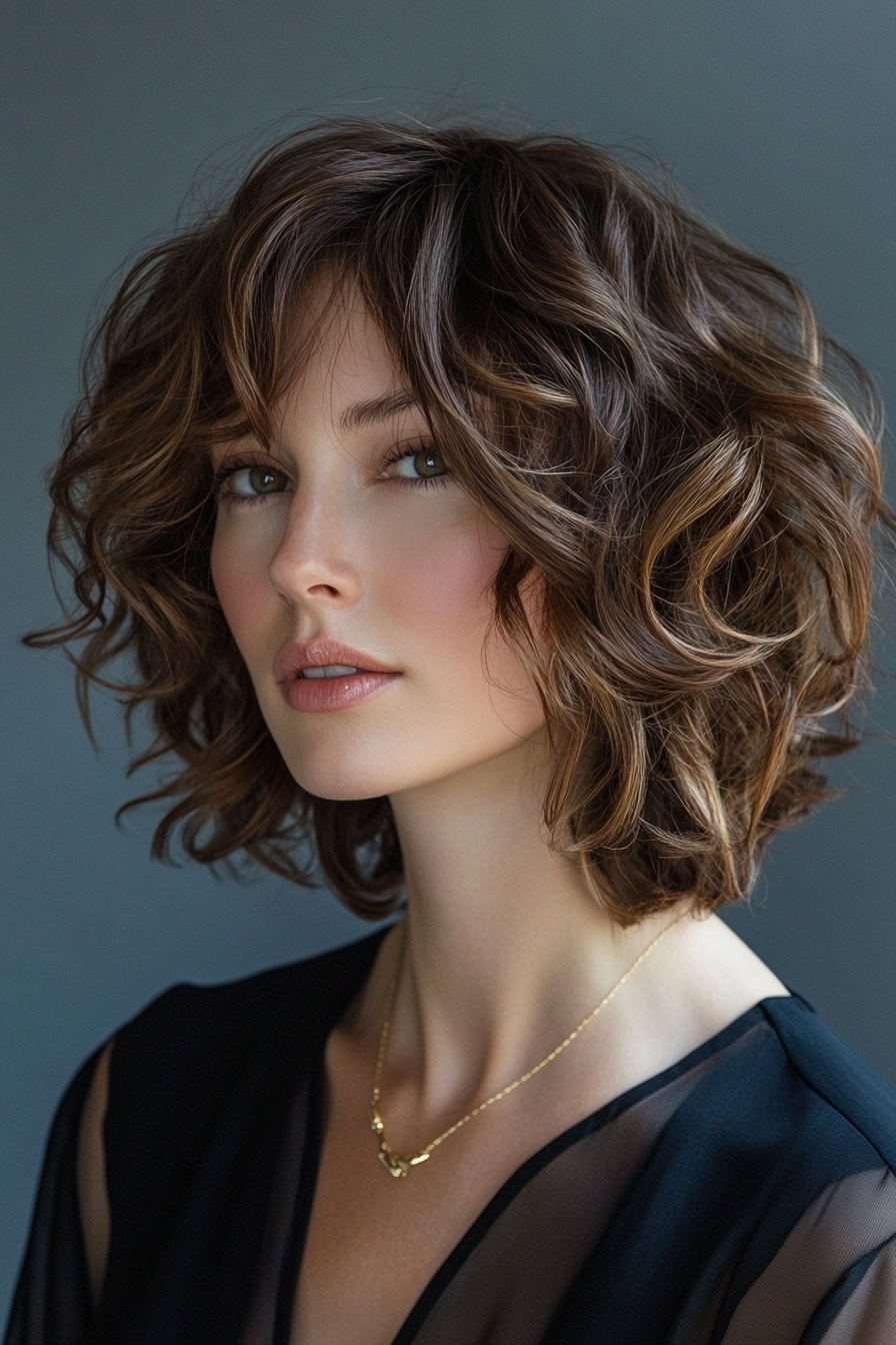 Curled Bob with Feathered Bangs