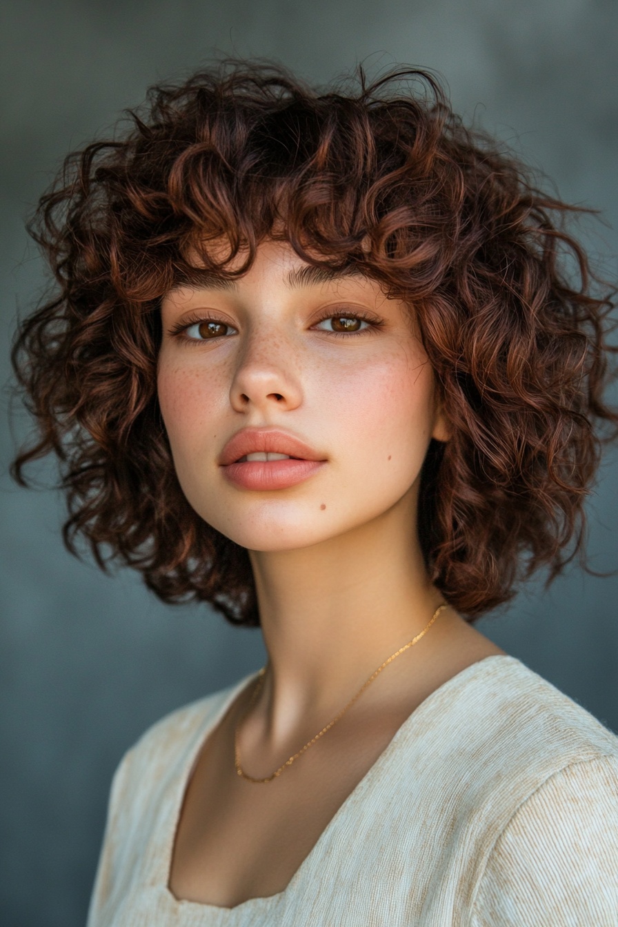 Curly Bob with Wispy Bangs