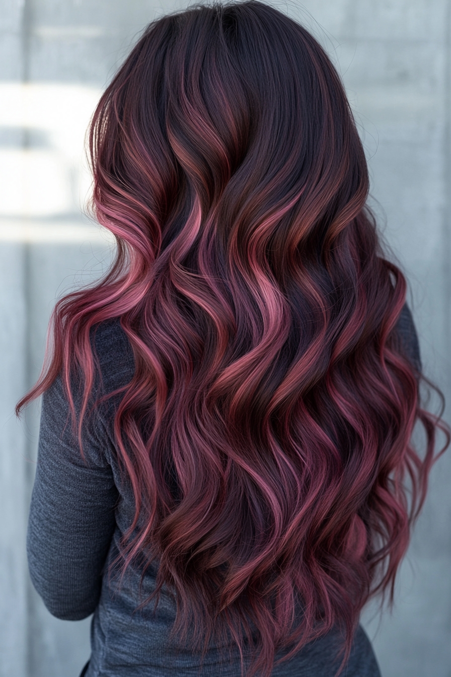Curly Cherry Cola Balayage