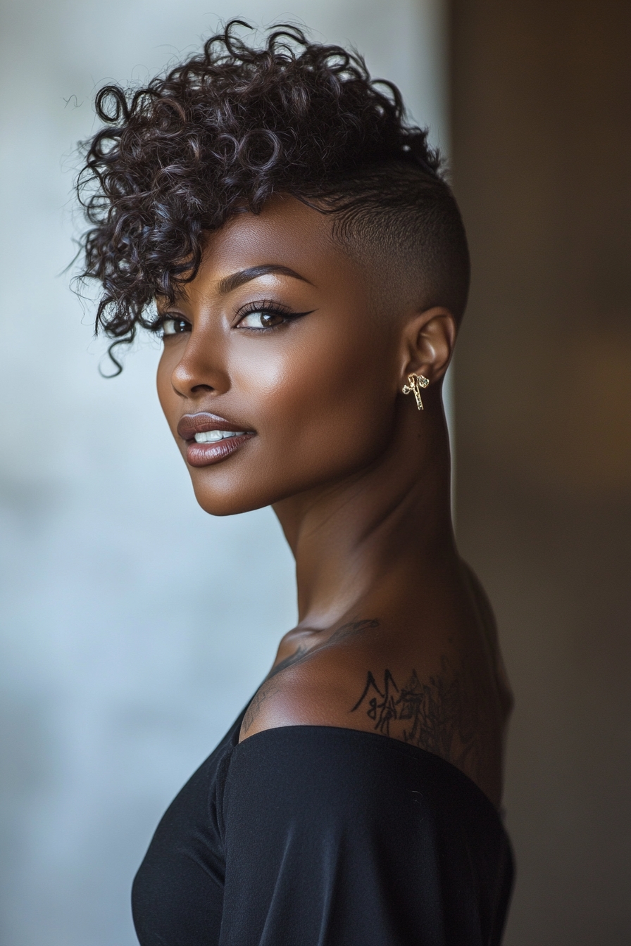 Curly Mohawk with Shaved Patterns