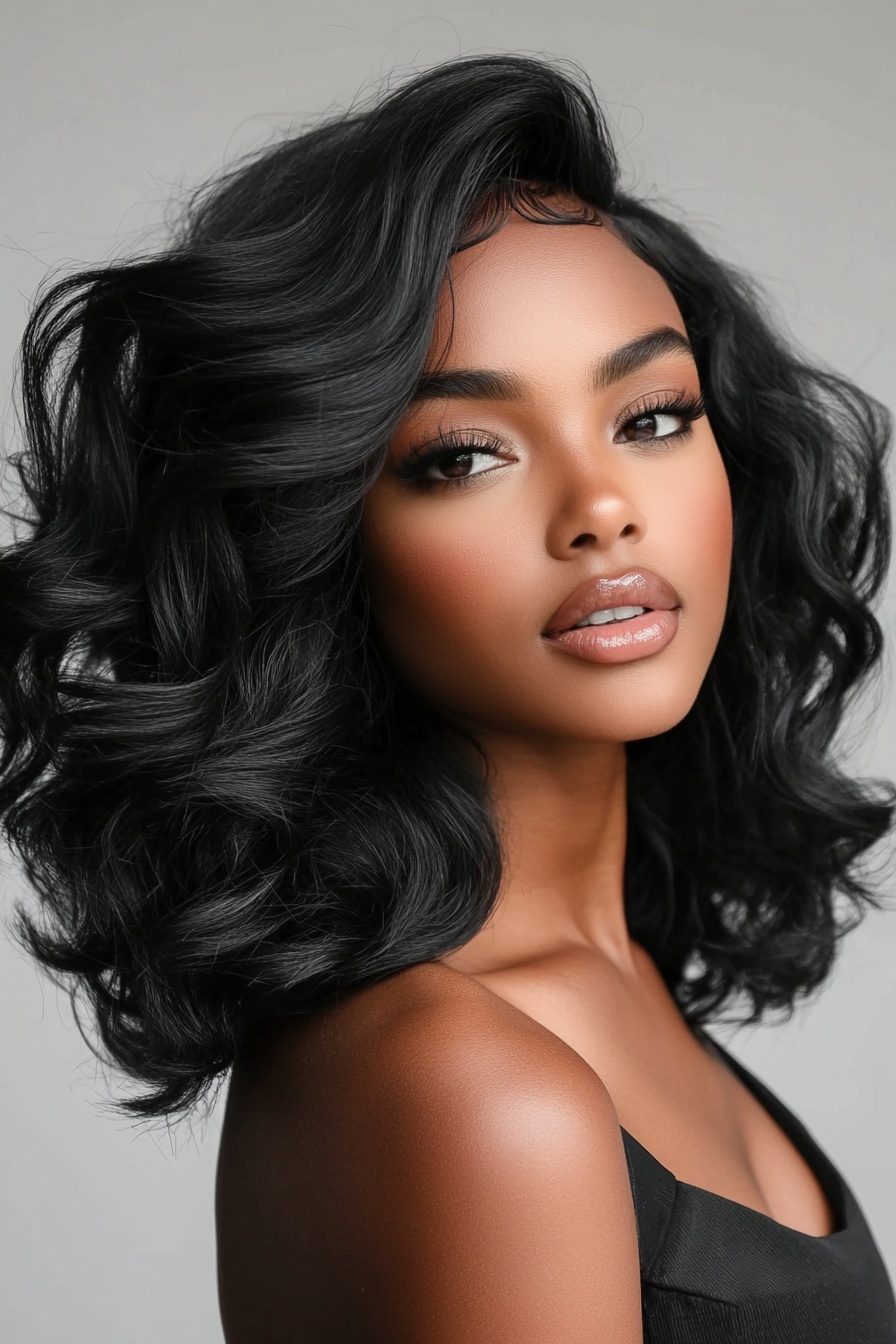 Curly Side-Parted Lob