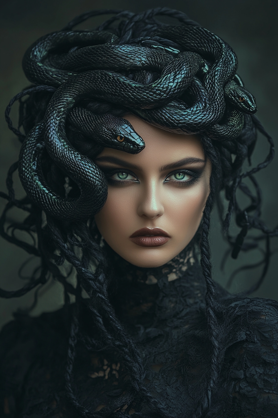 Dark Serpent Braids with Green Highlights