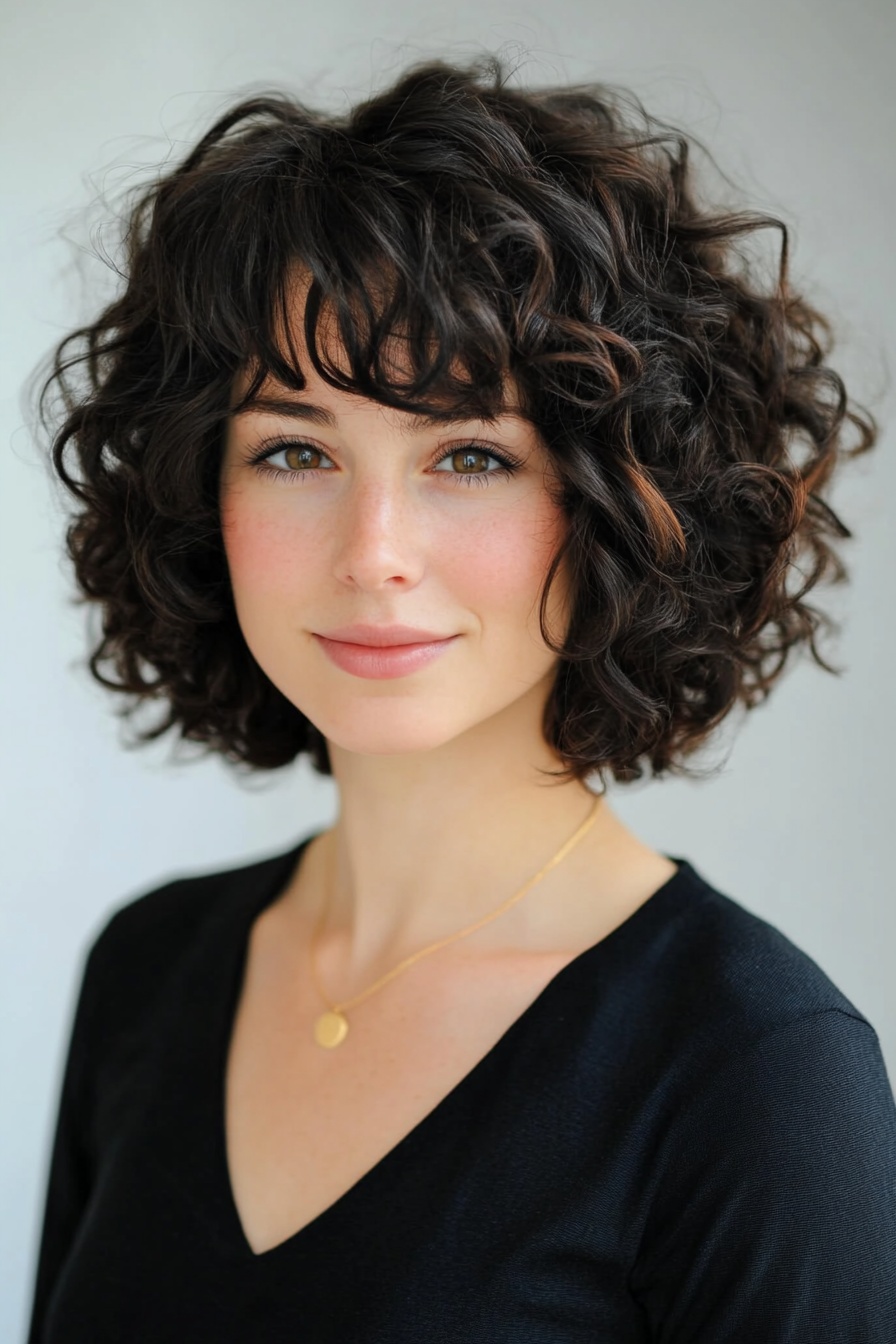 Defined Curls Bob with Micro Bangs