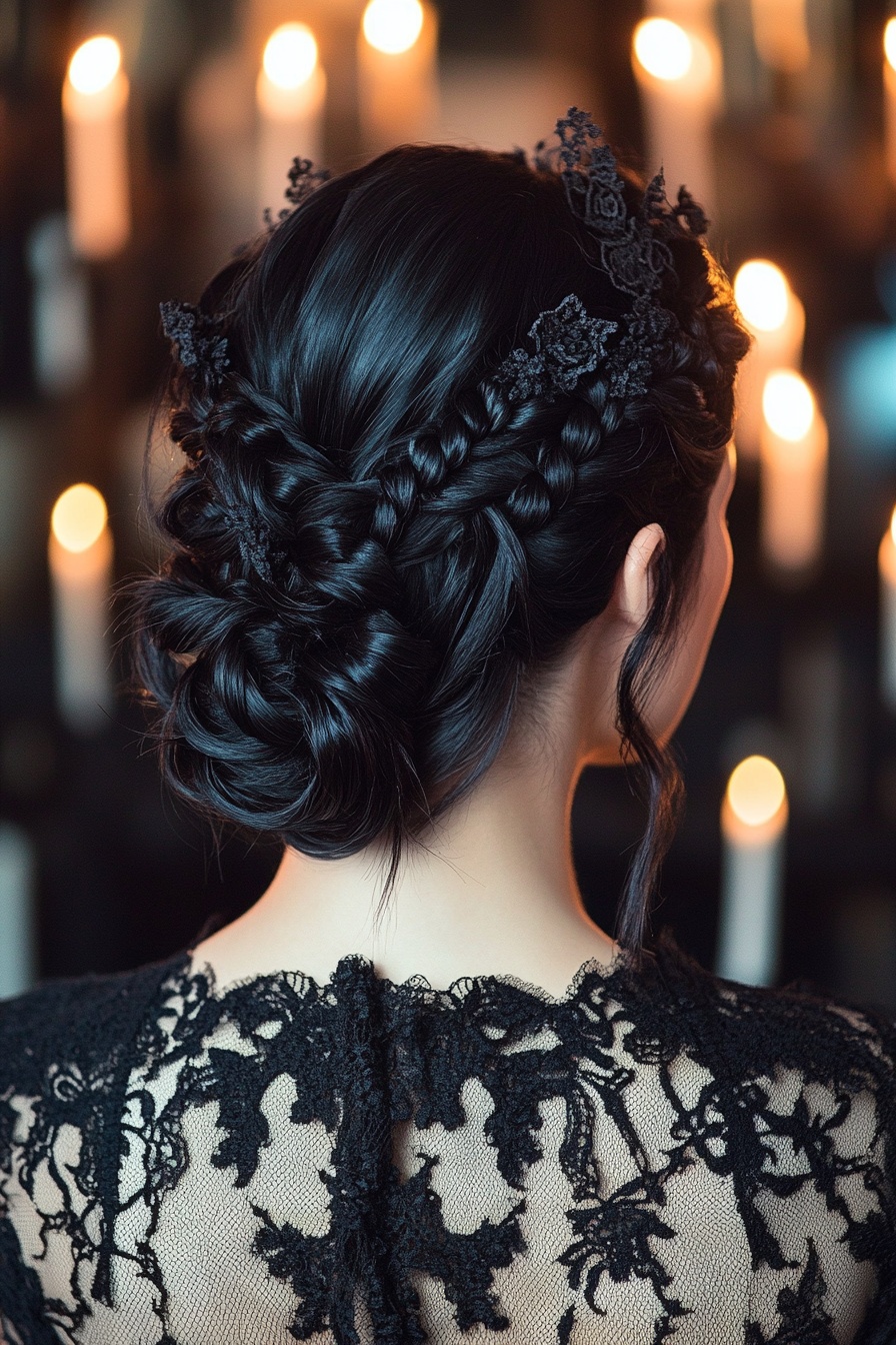 Double Braided Updo with Lace Details