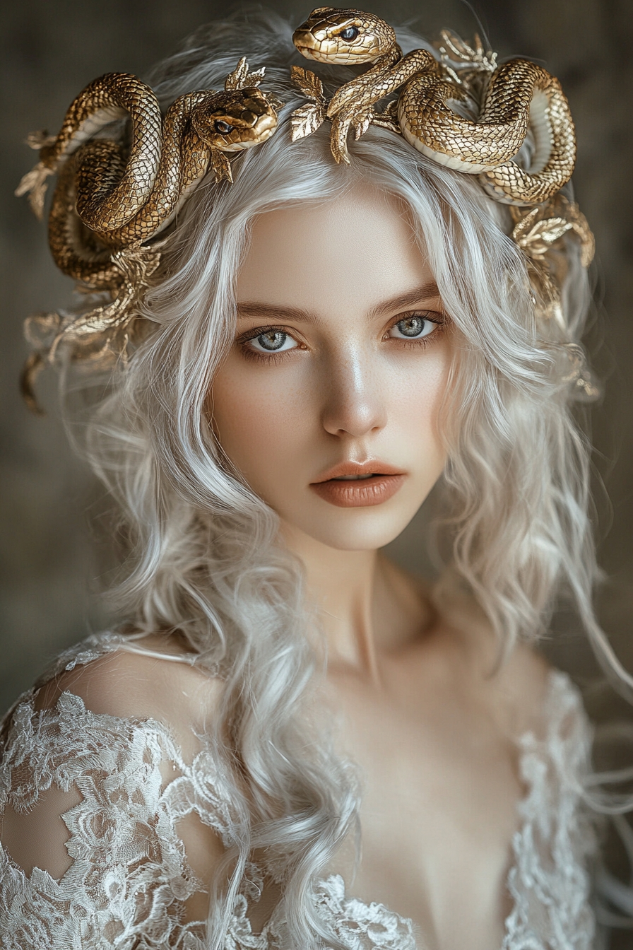 Dual Serpent Crown with Loose Tendrils