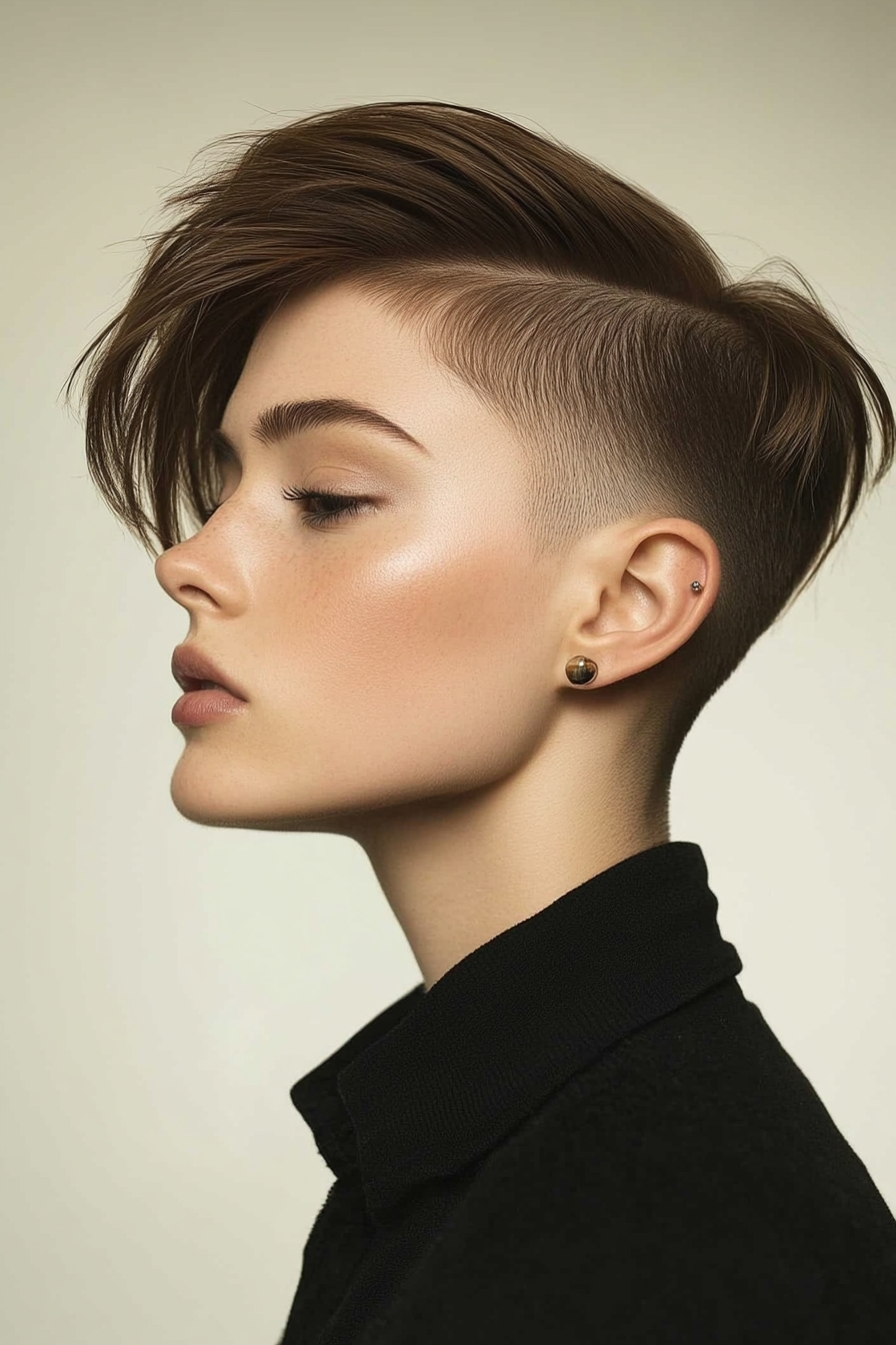 Edgy Short Sleek Ponytail with Undercut