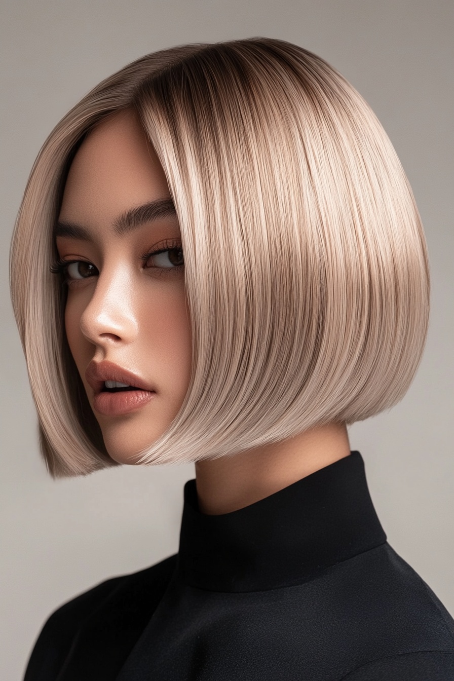 Face-Framing Blonde Balayage on Bob