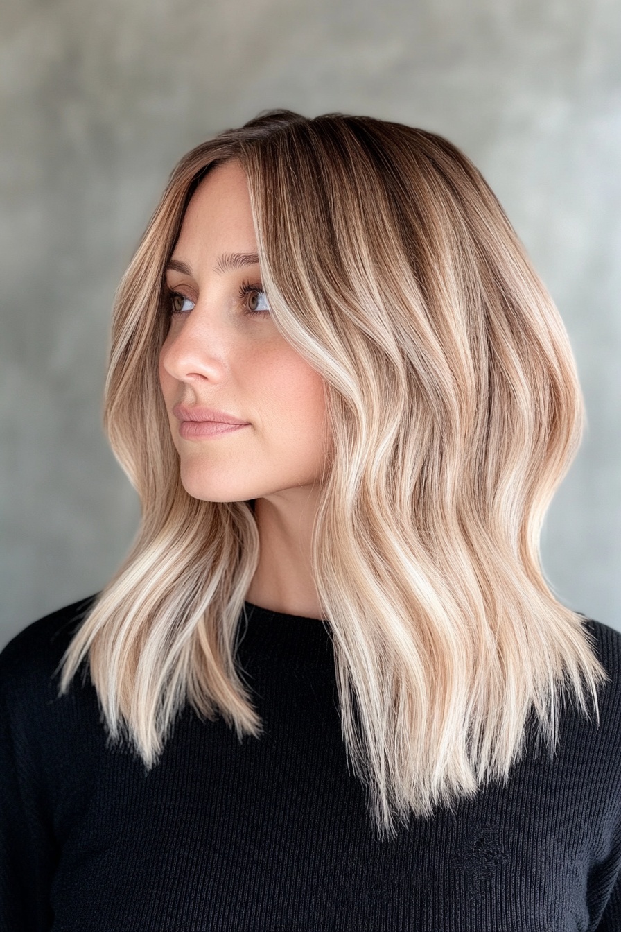  Face-Framing Blonde Balayage on Medium-Length Hair