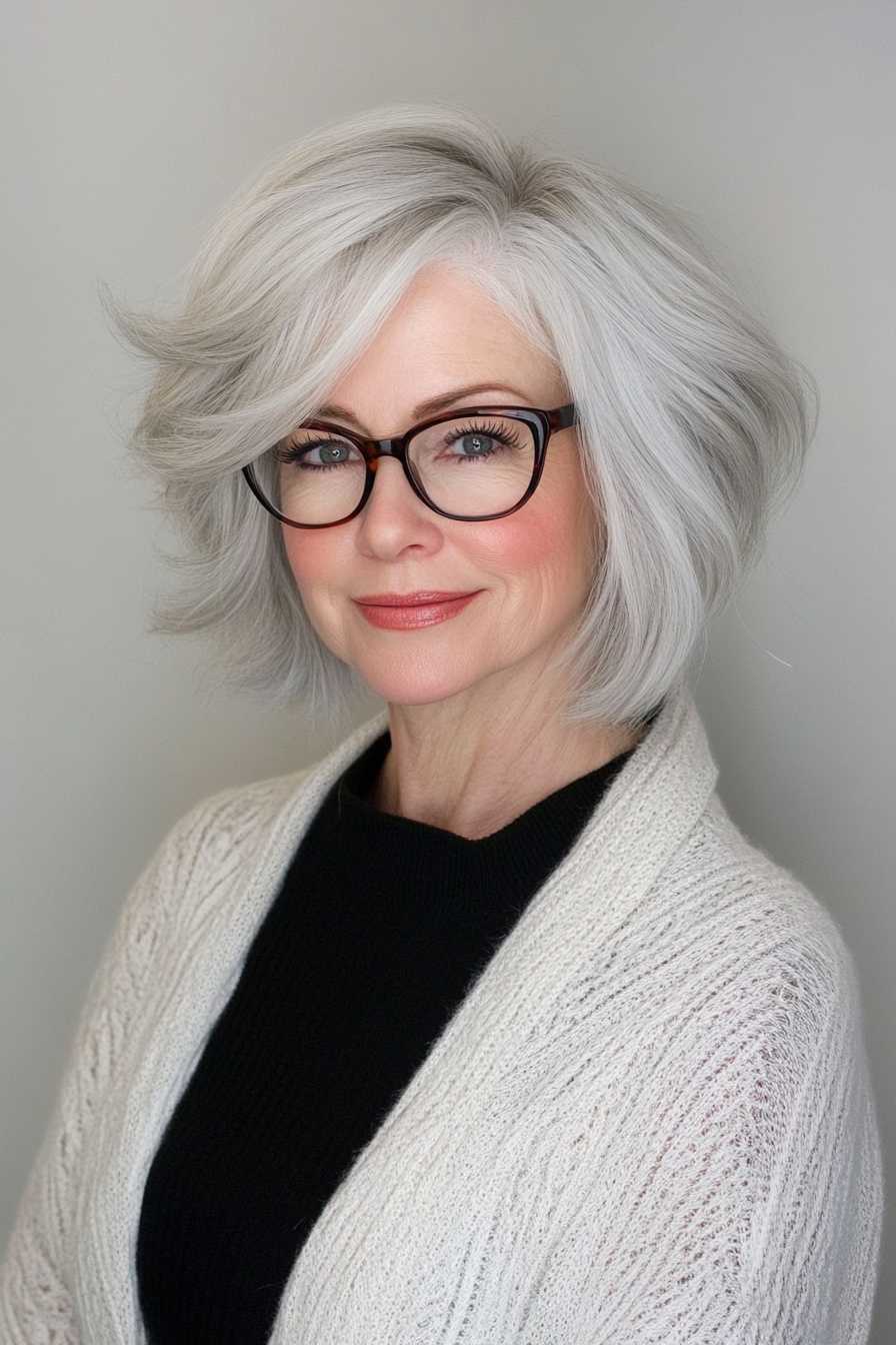 Feathered Bob with Glasses