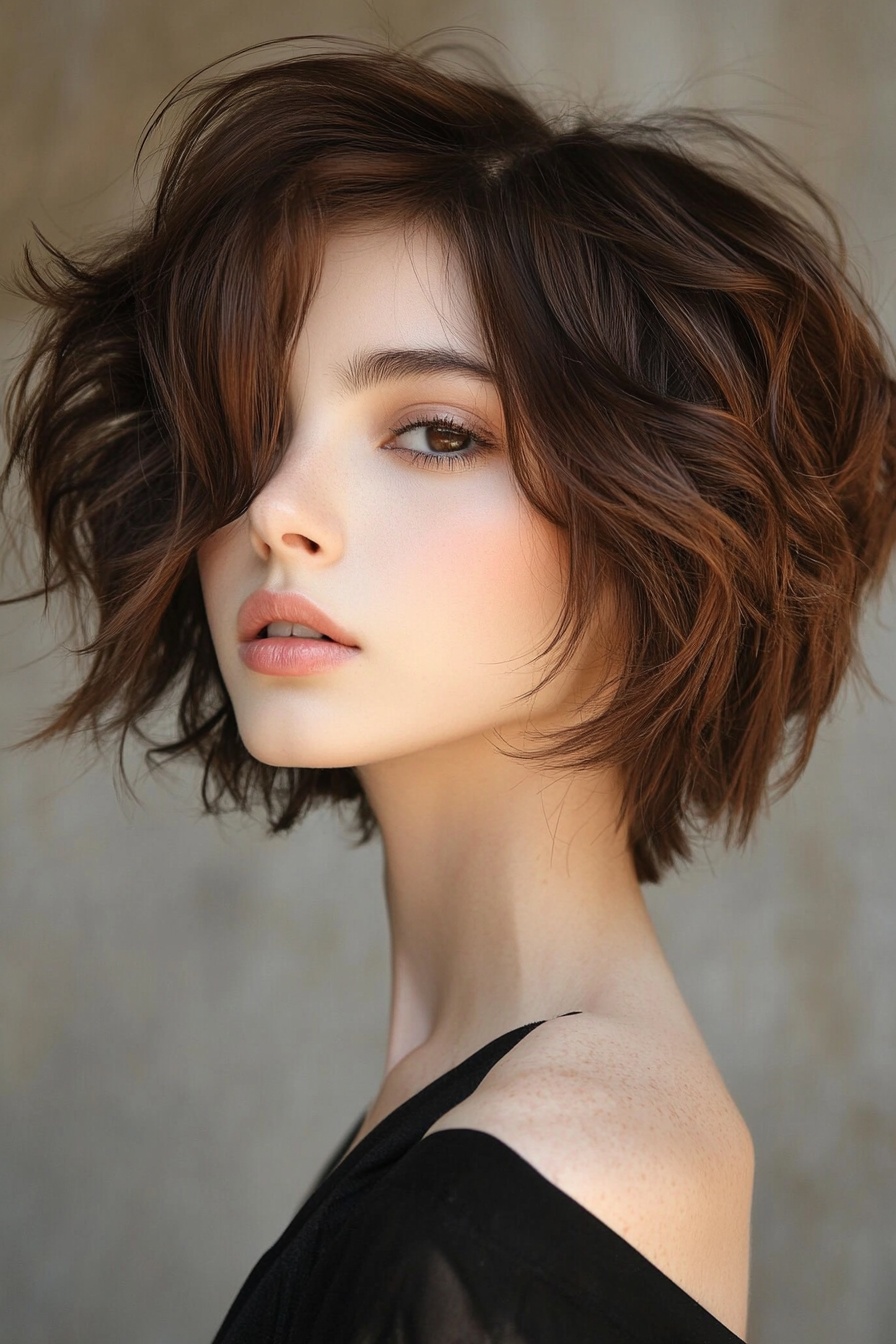 Golden Caramel Balayage on Wavy Bob