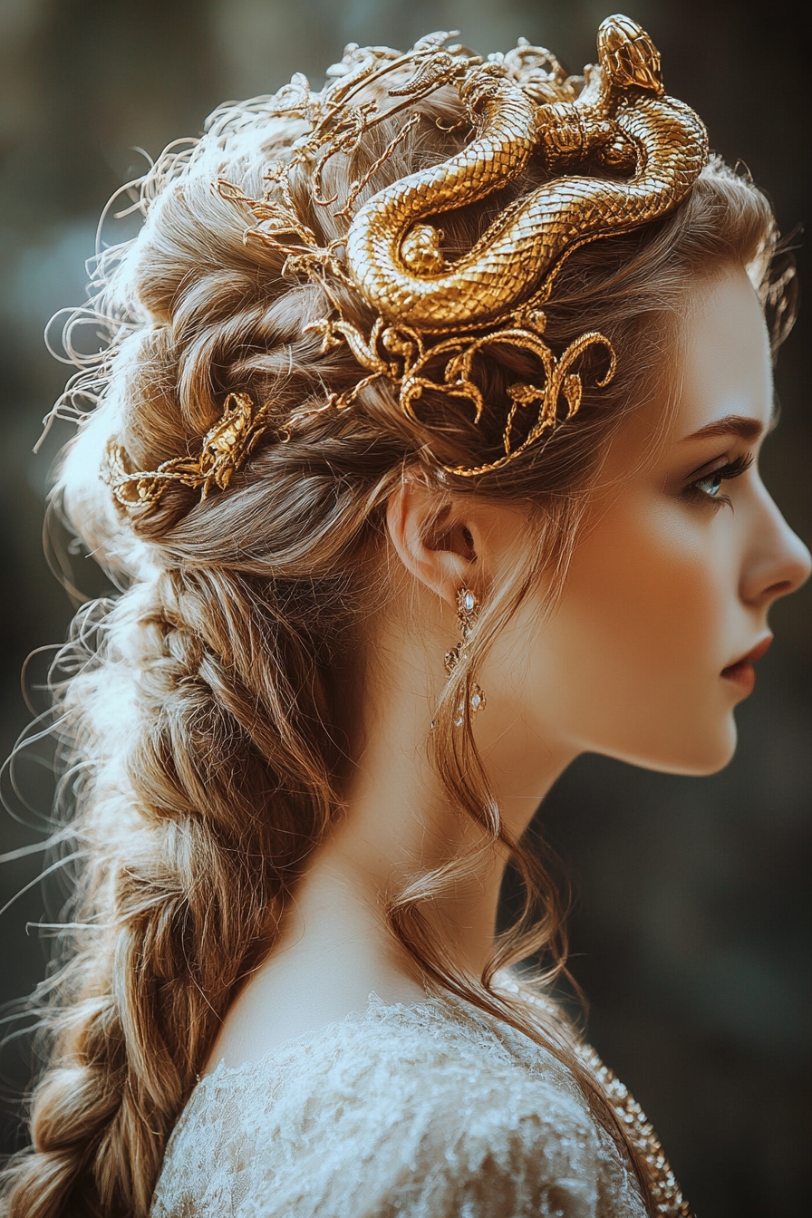 Golden Serpent Braided Updo