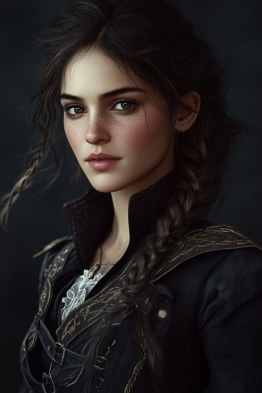 Hair Parted in the Middle with Long Loose Braid