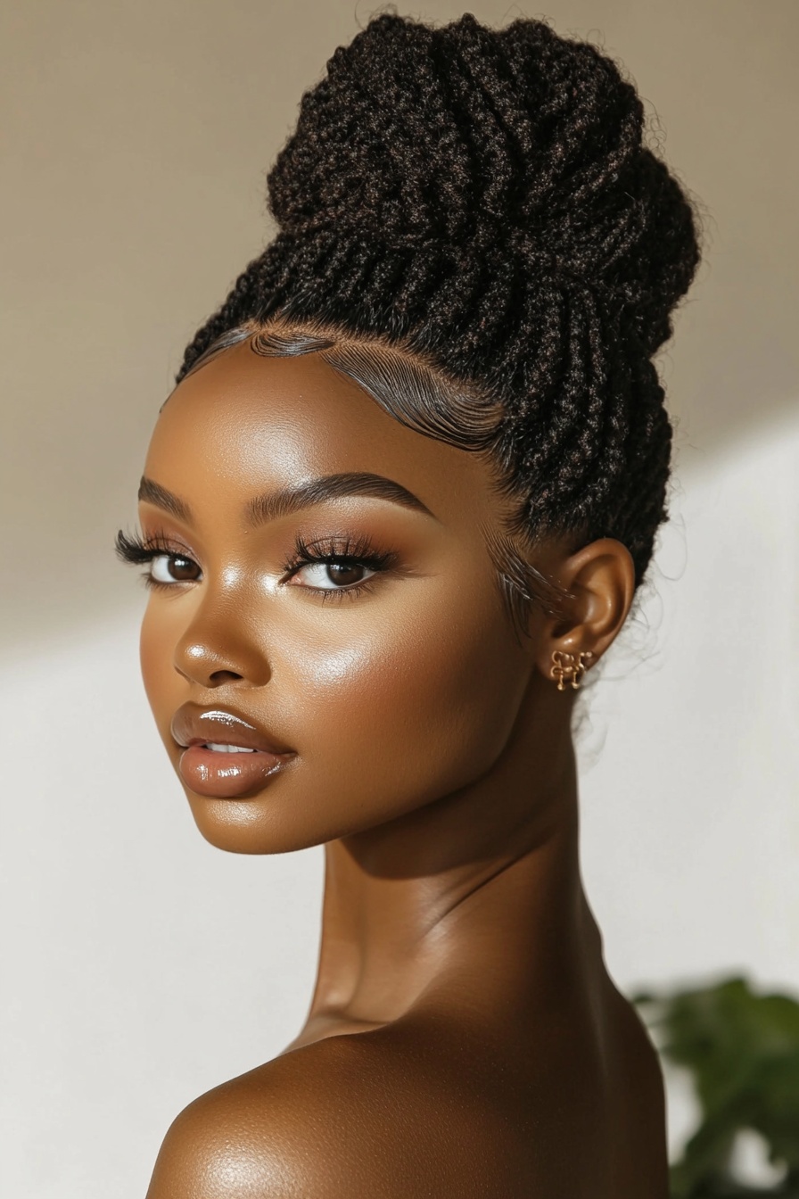 High Bun with Crochet Twists