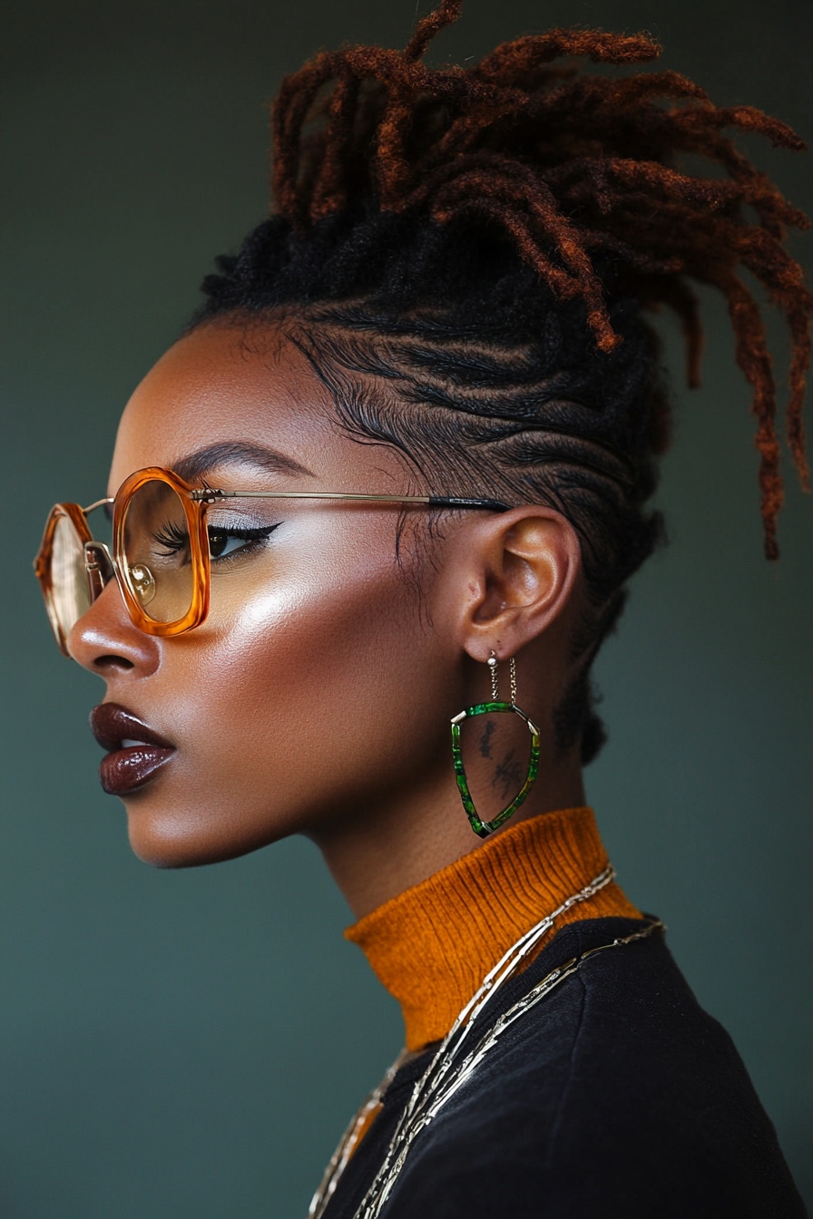 High Ponytail Locs with Geometric Undercut