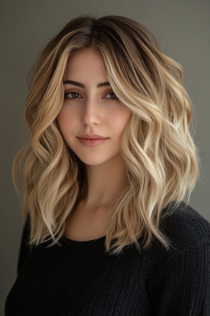 Honey Blonde Balayage with Dark Roots