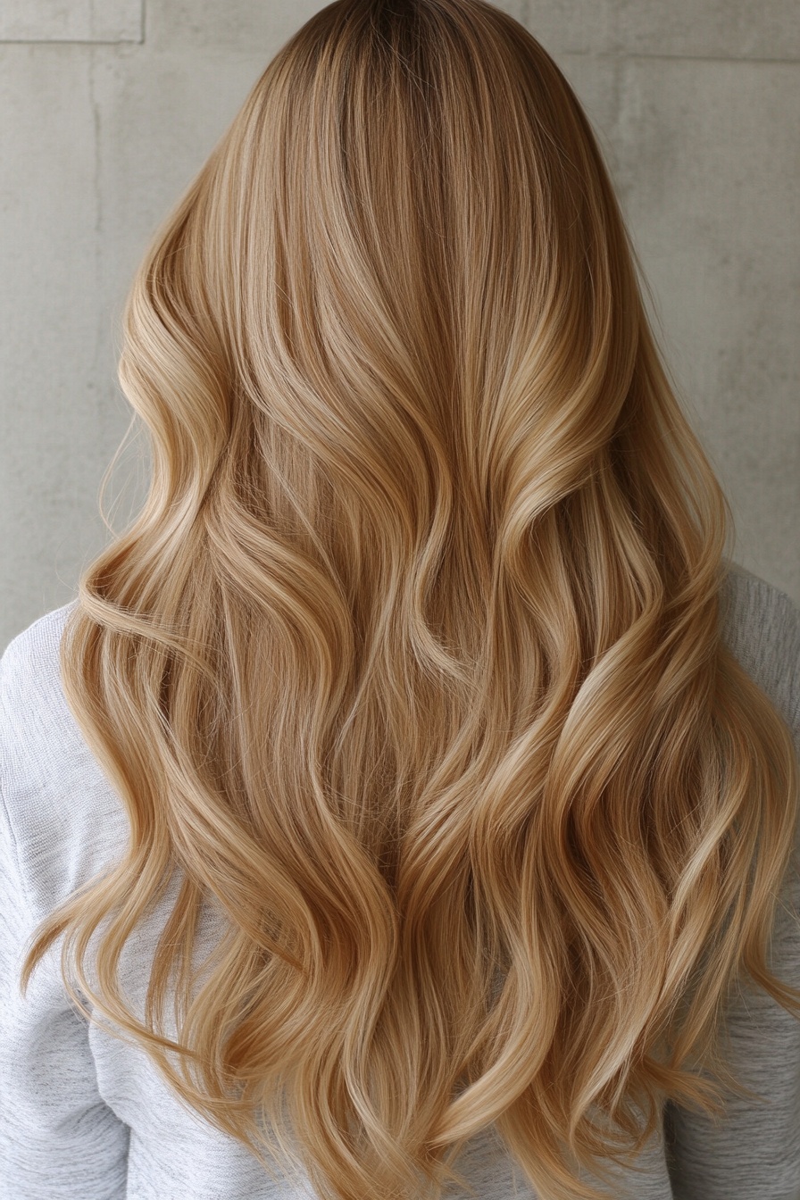 Honey Blonde Waves with Golden Hues