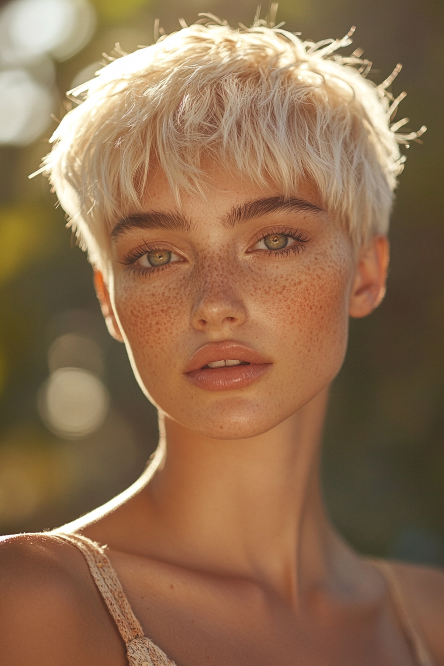 Icy Blonde Pixie Cut