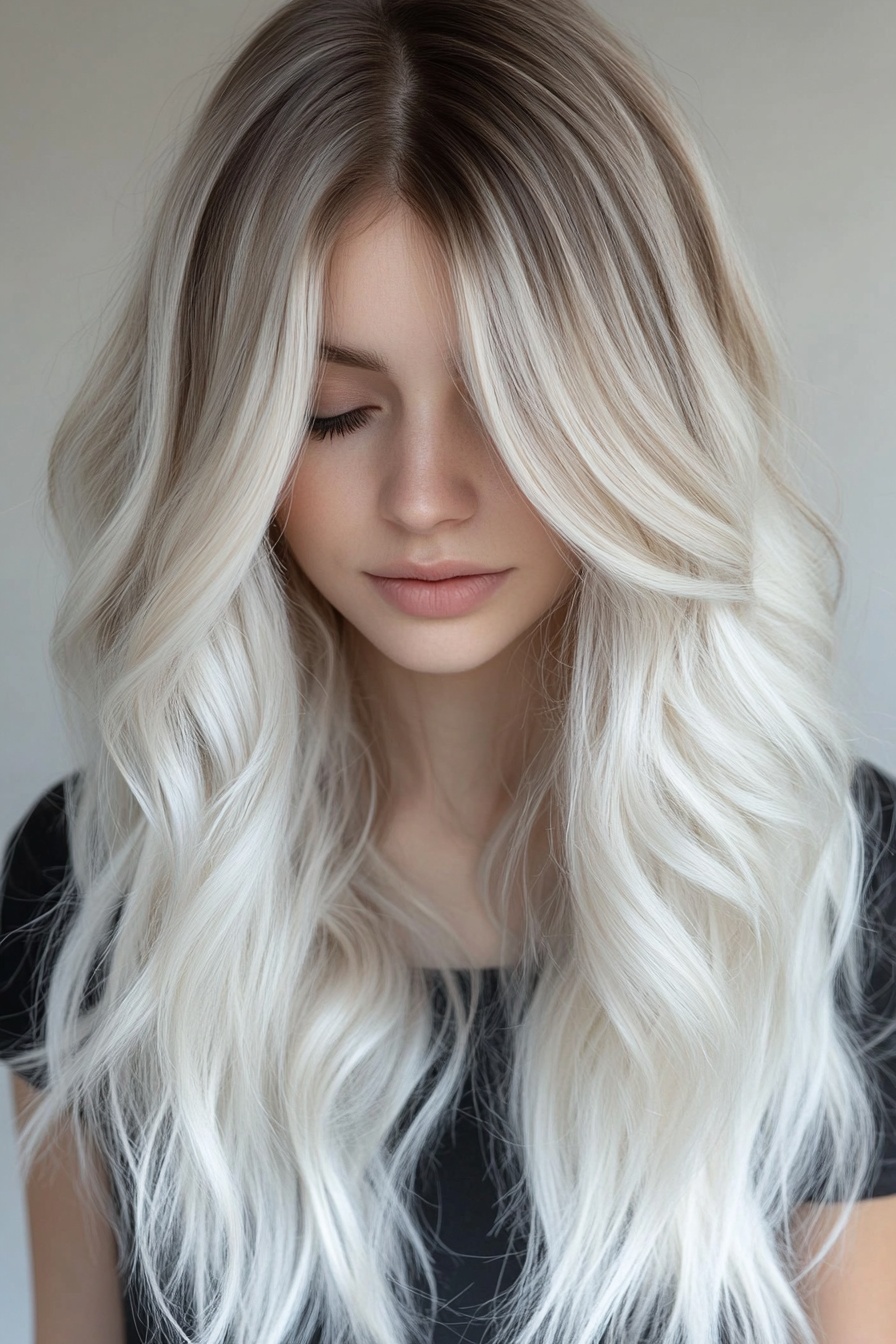 Icy Ombre Balayage with Waves