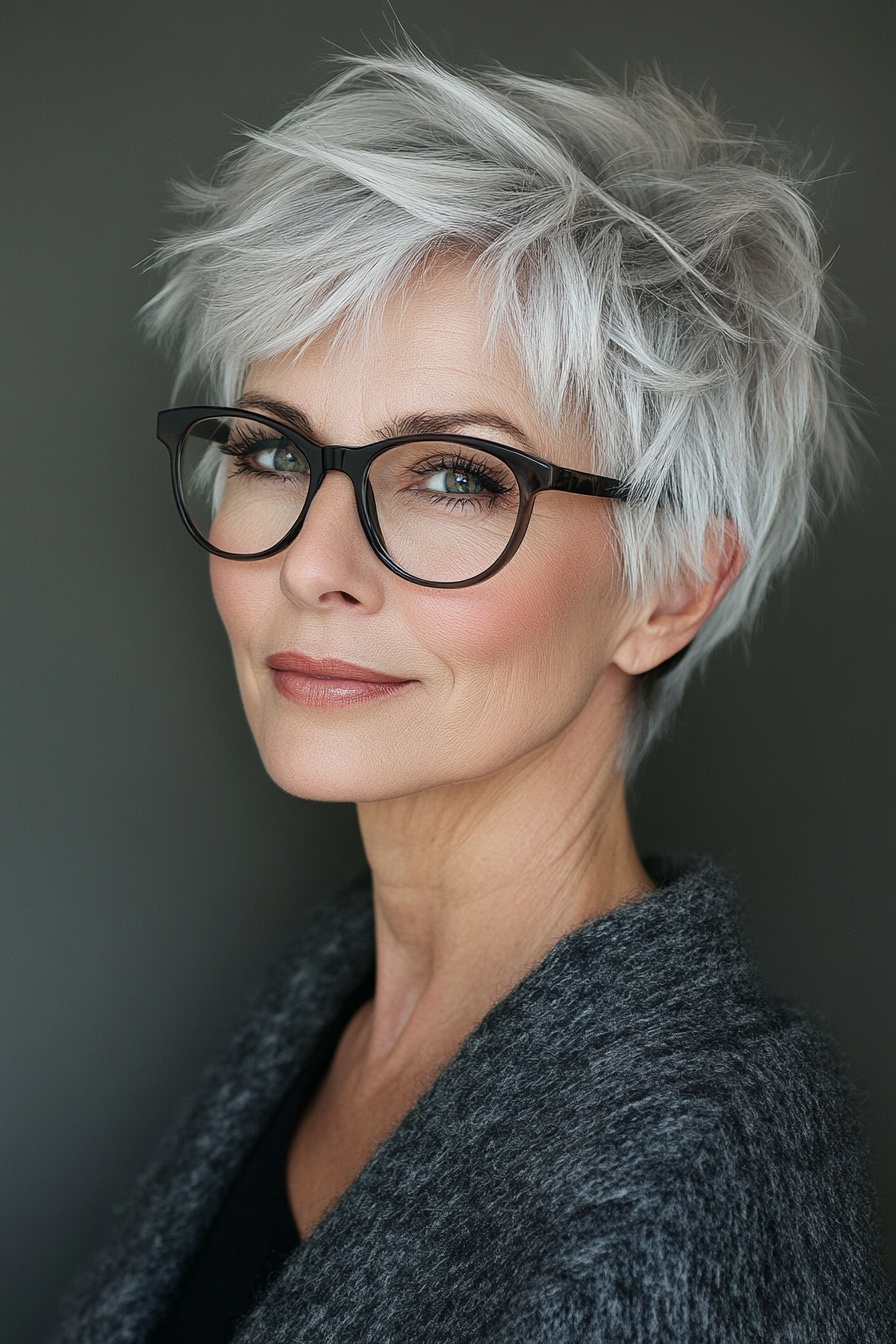 Layered Pixie with Glasses