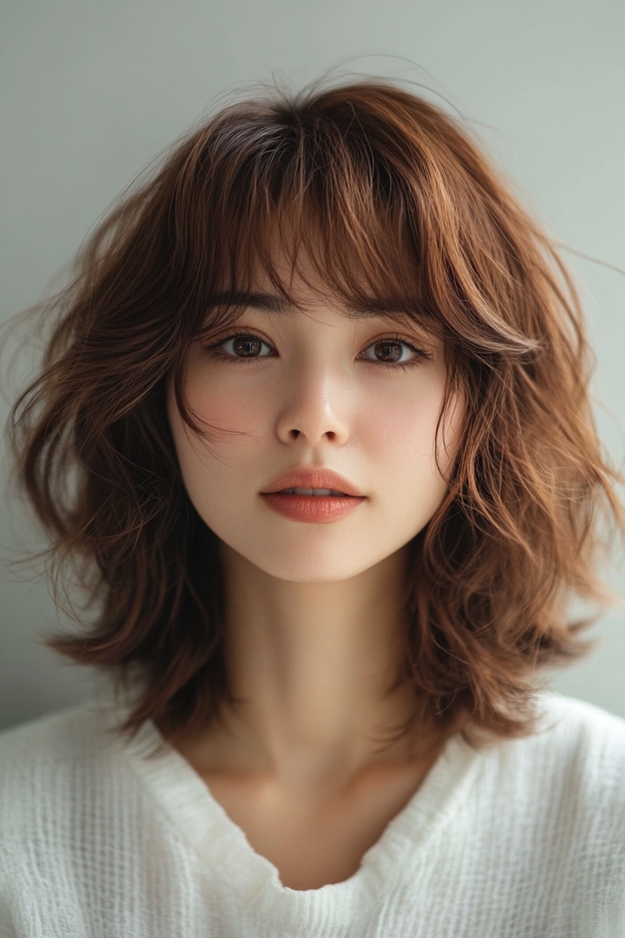 Layered Shaggy Bob with Wispy Bangs