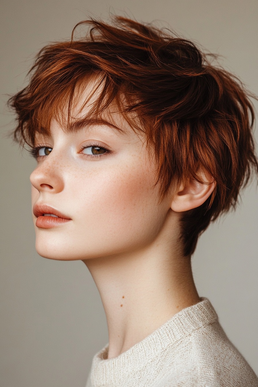 Layered Tousled Pixie with Side-Swept Bangs