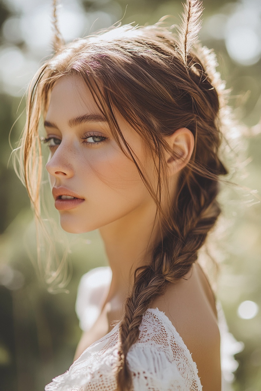 Lob with Highlights and a Decorative Loose Dutch Braid