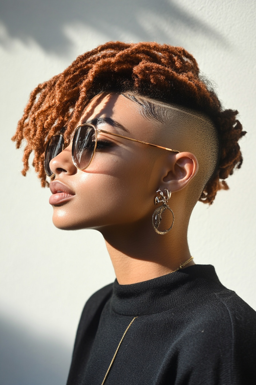 Locs with Gradient Color and Undercut