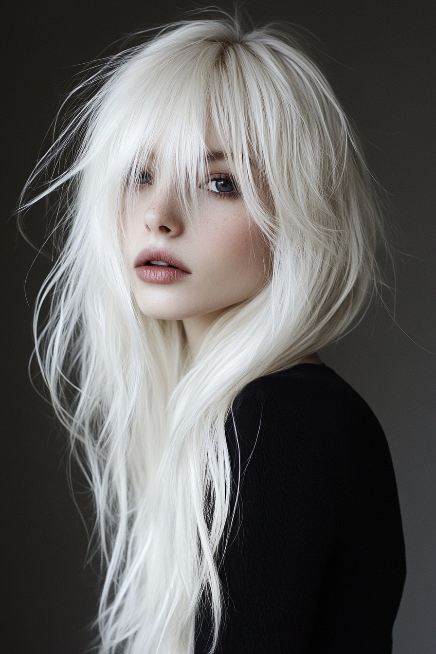 Long Layered Blonde Hair with Bangs