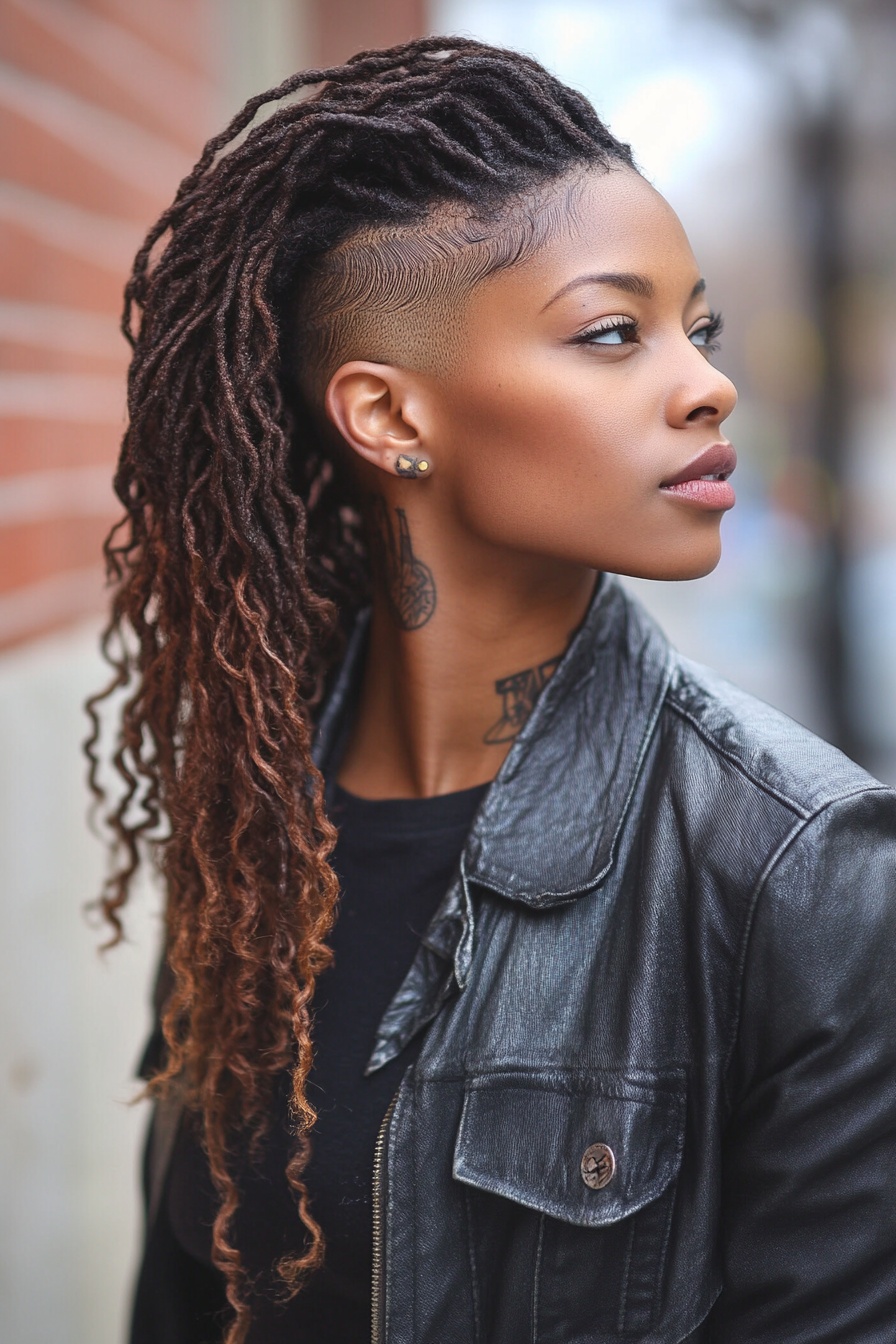 Long Side-Swept Locs with Geometric Undercut