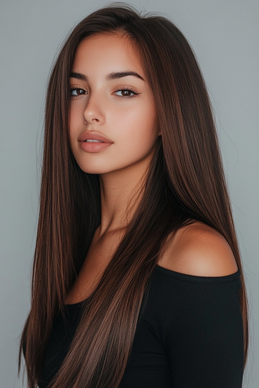 Long Straight Center-Parted Hair