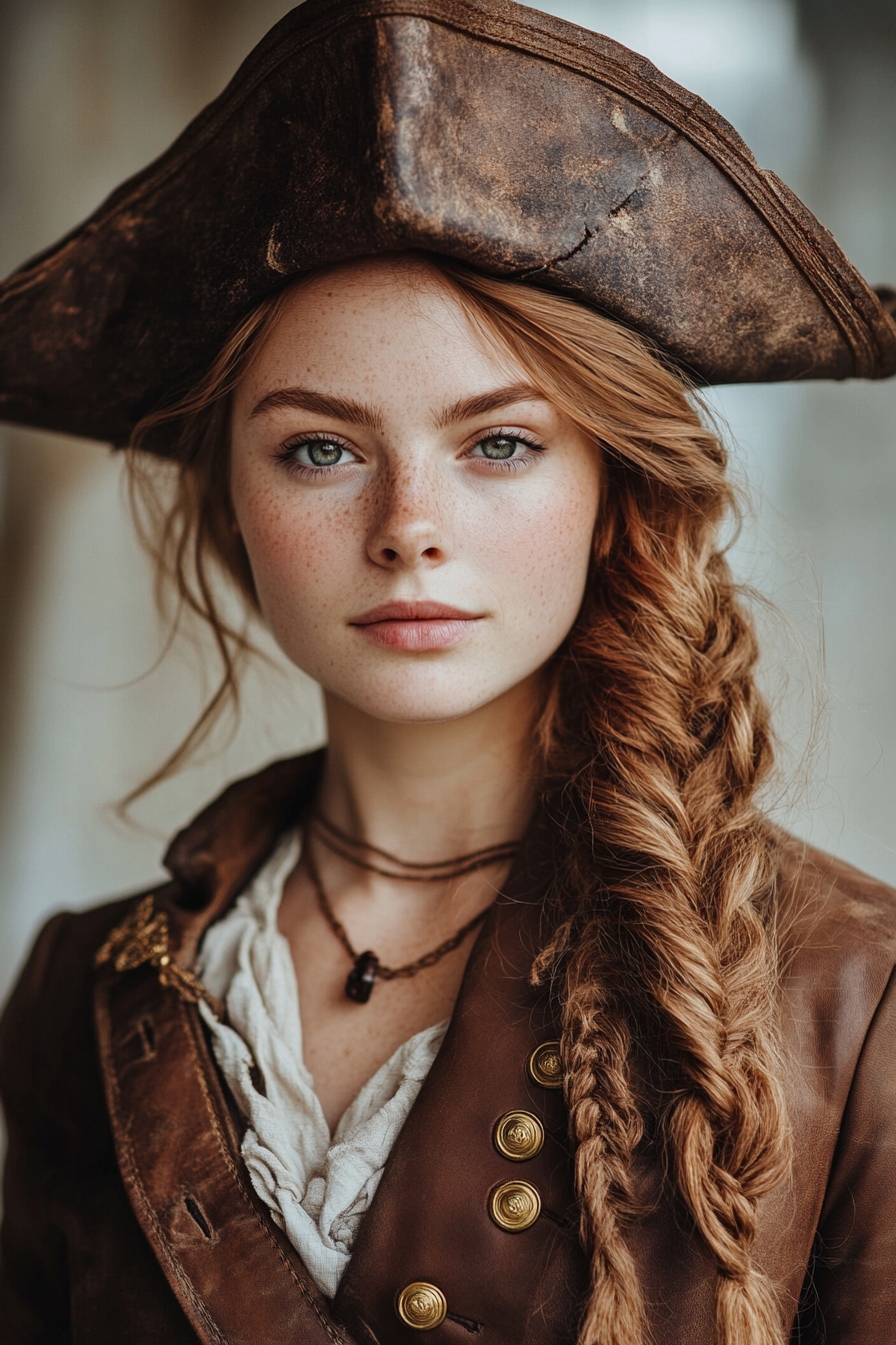 Loose Cascading Braid with Pirate Hat