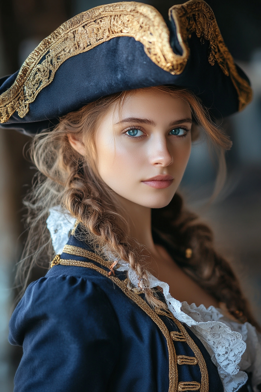 Loose Low Ponytail with Pirate Hat