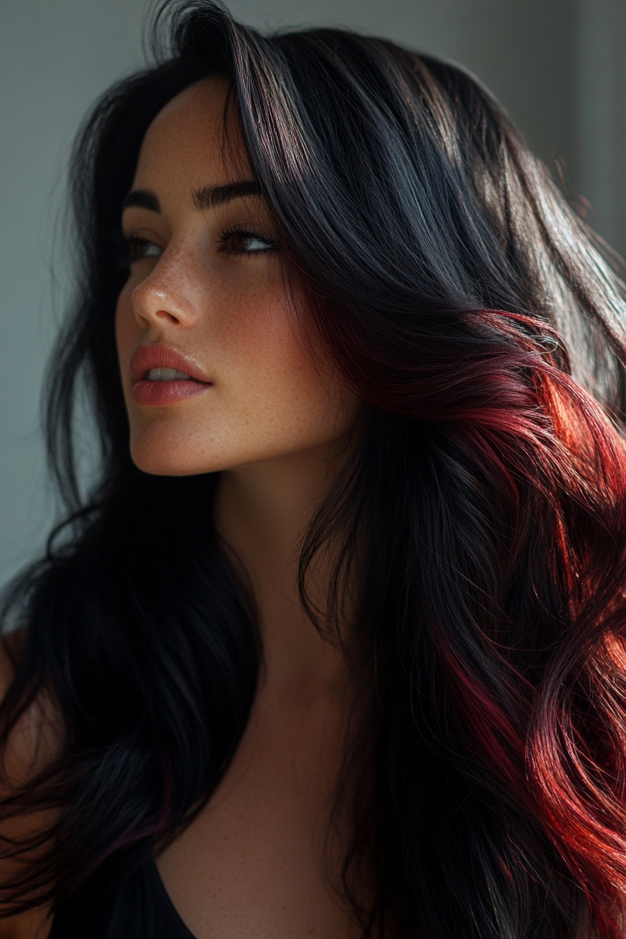Loose Waves with Deep Red Highlights