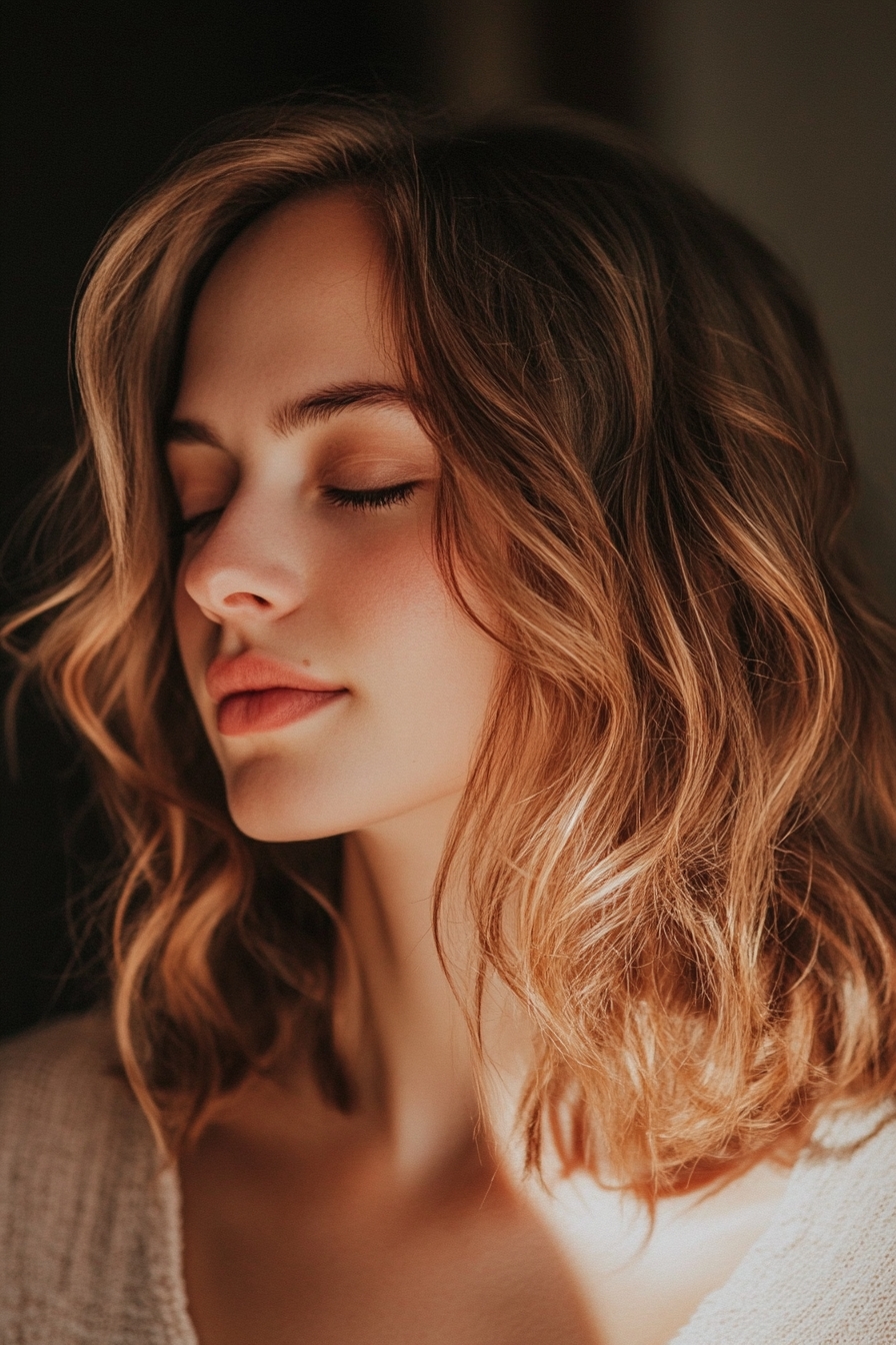 Low Messy Ponytail with Wispy Bangs and Framing Tendrils